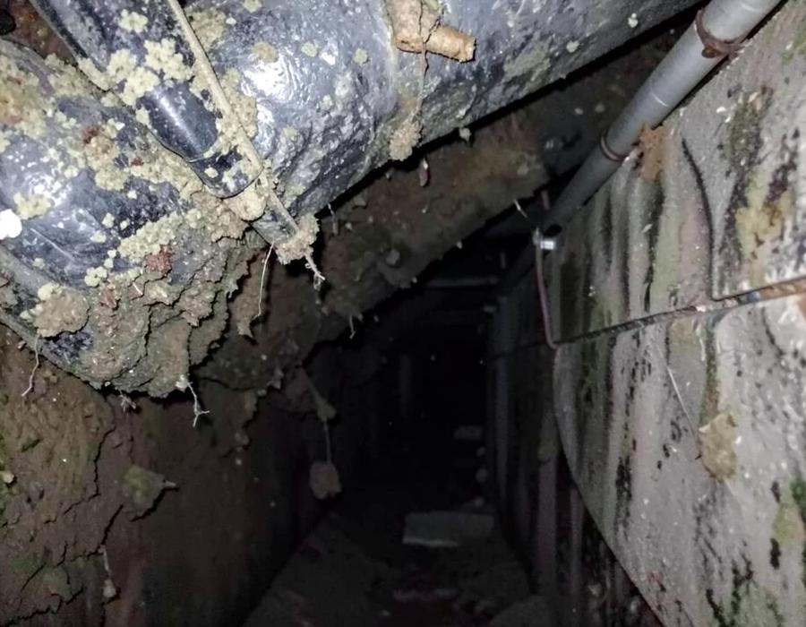 Example of a dusty residential duct interior before cleaning